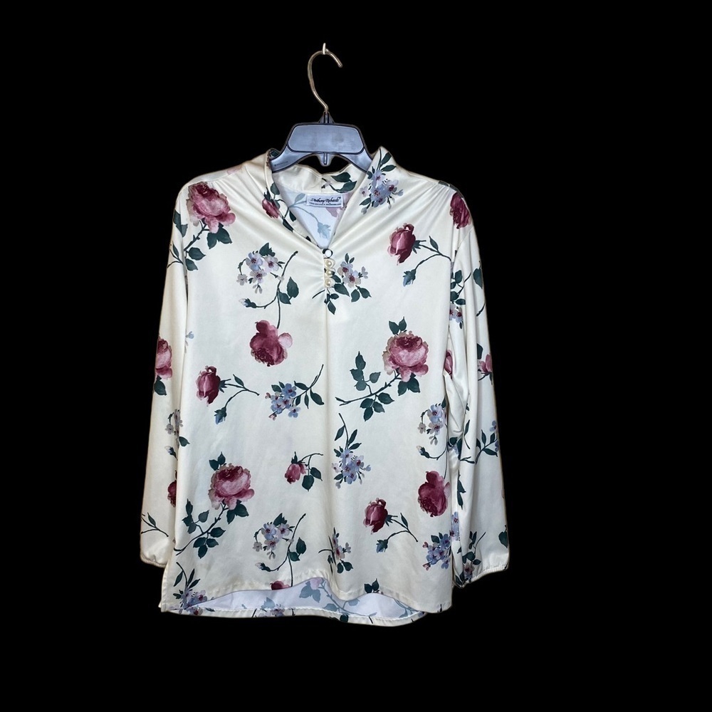 Anthony Richards Blouse Womens Size Large Floral Long Sleeves (READ)